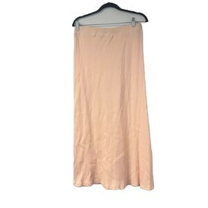 Beige woman's sz L ribbed pink long maxi skirt spring summer casual fun classic